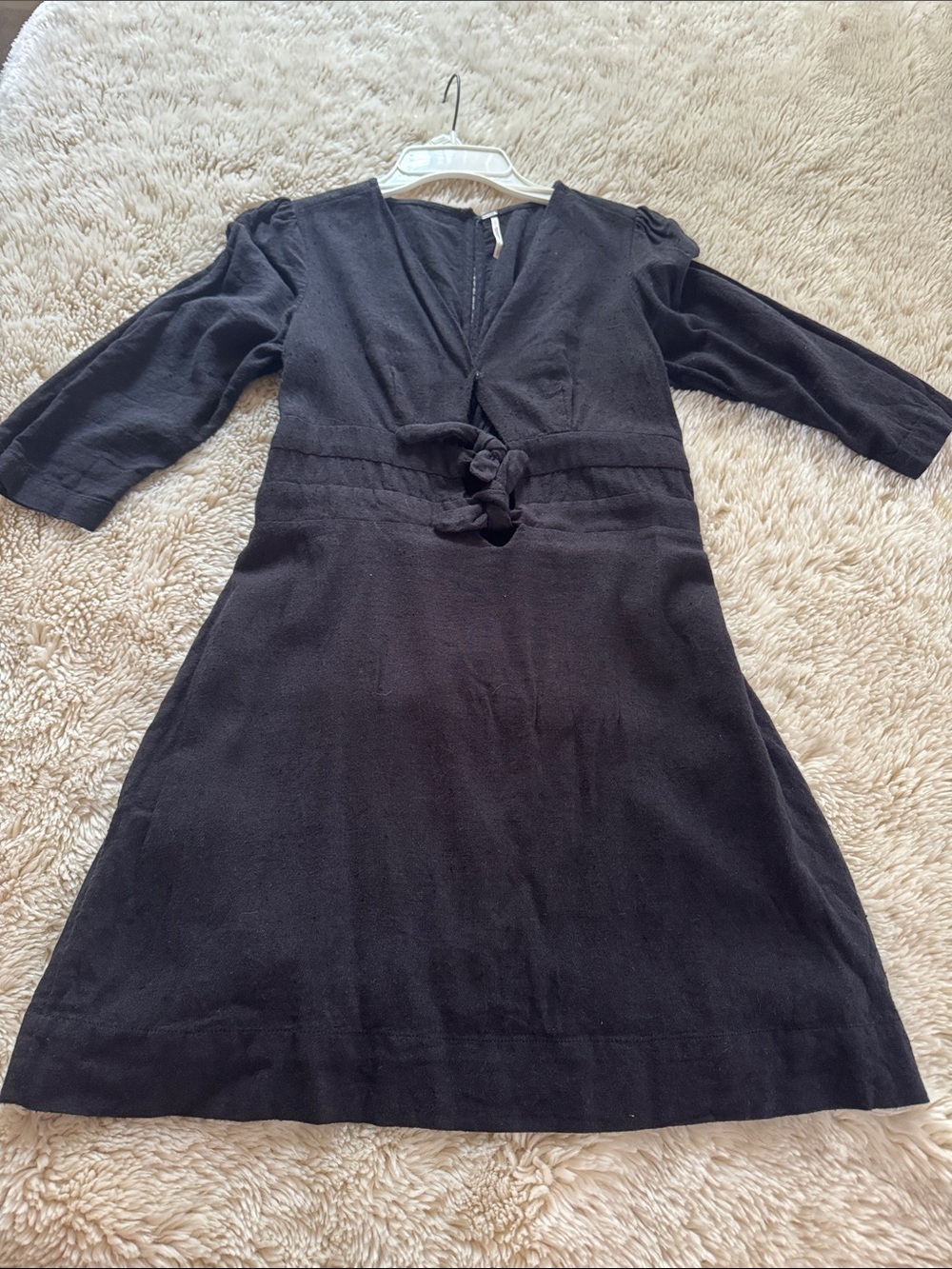 Free People Black Mini Dress with Front Knot